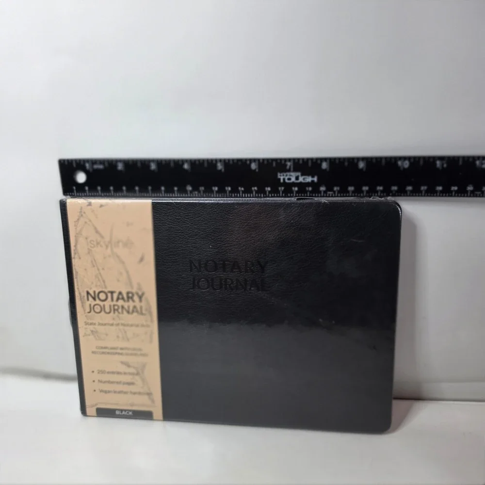 Skyline Notary Journal Official Record Log Book 250 Entries Vegan Leather Black‎